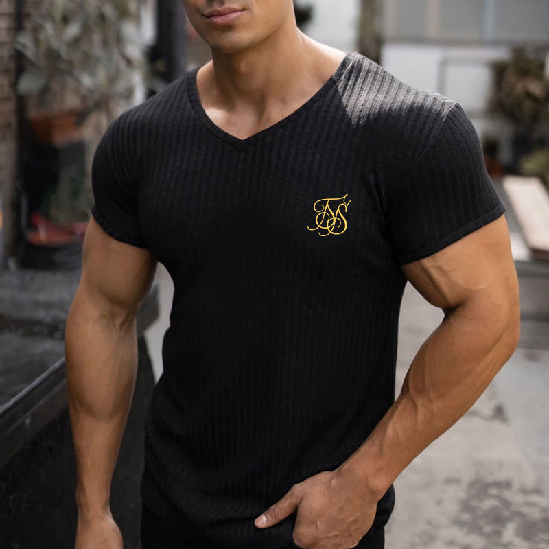 Men's Short-sleeved T-shirt in Solid Colors with Modern Comfort