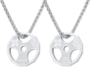 Stainless Steel Men's Fitness Barbell Gym Necklace