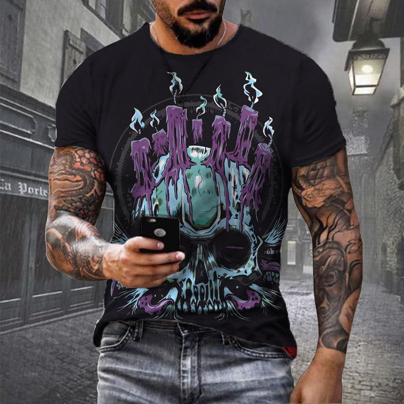 Men's T-shirt with Creative Skull 3D Digital Printing