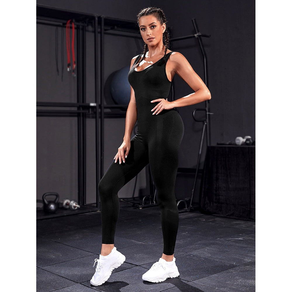 Cross Backless Sports Jumpsuit-សំលៀកបំពាក់ហាត់ប្រាណទាន់សម័យ និងមុខងារ