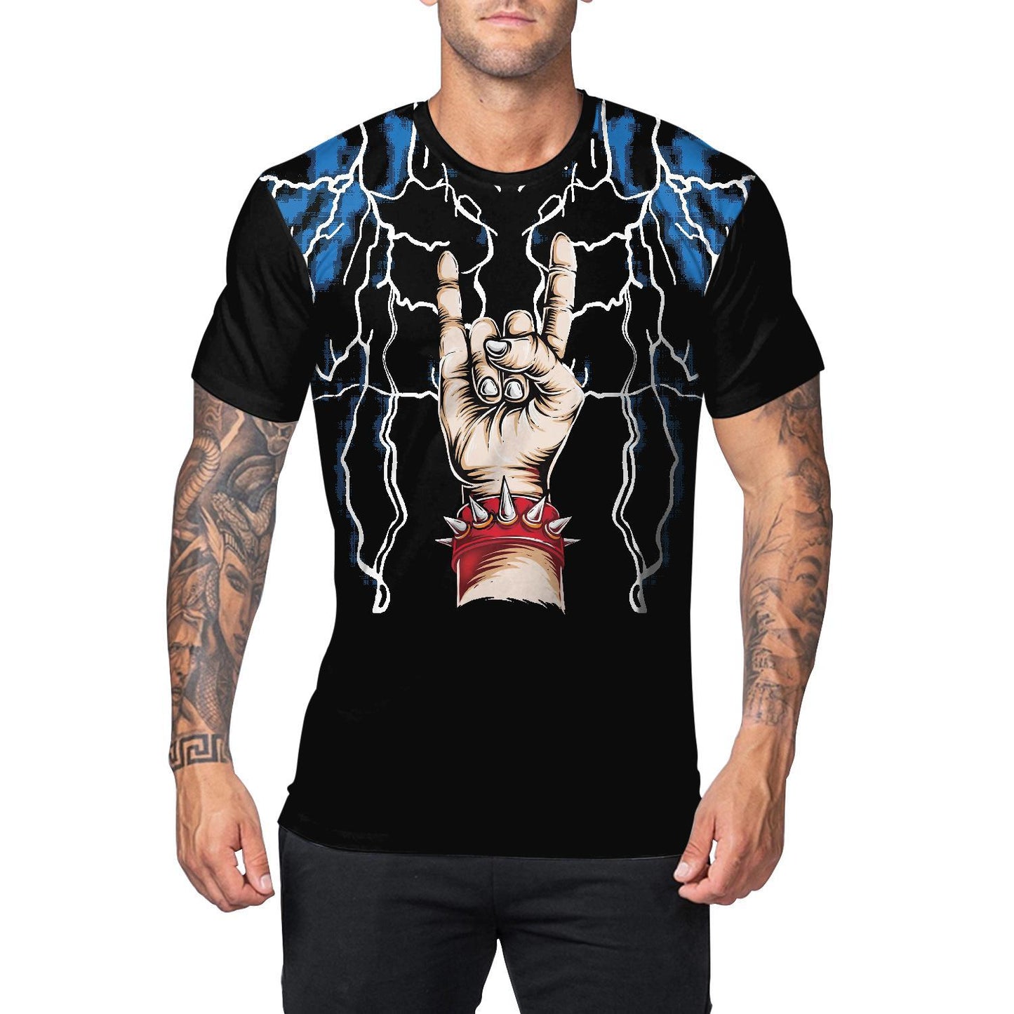 Skull Vibes: Men's Casual Round Neck Digital Print Short Sleeve Tee