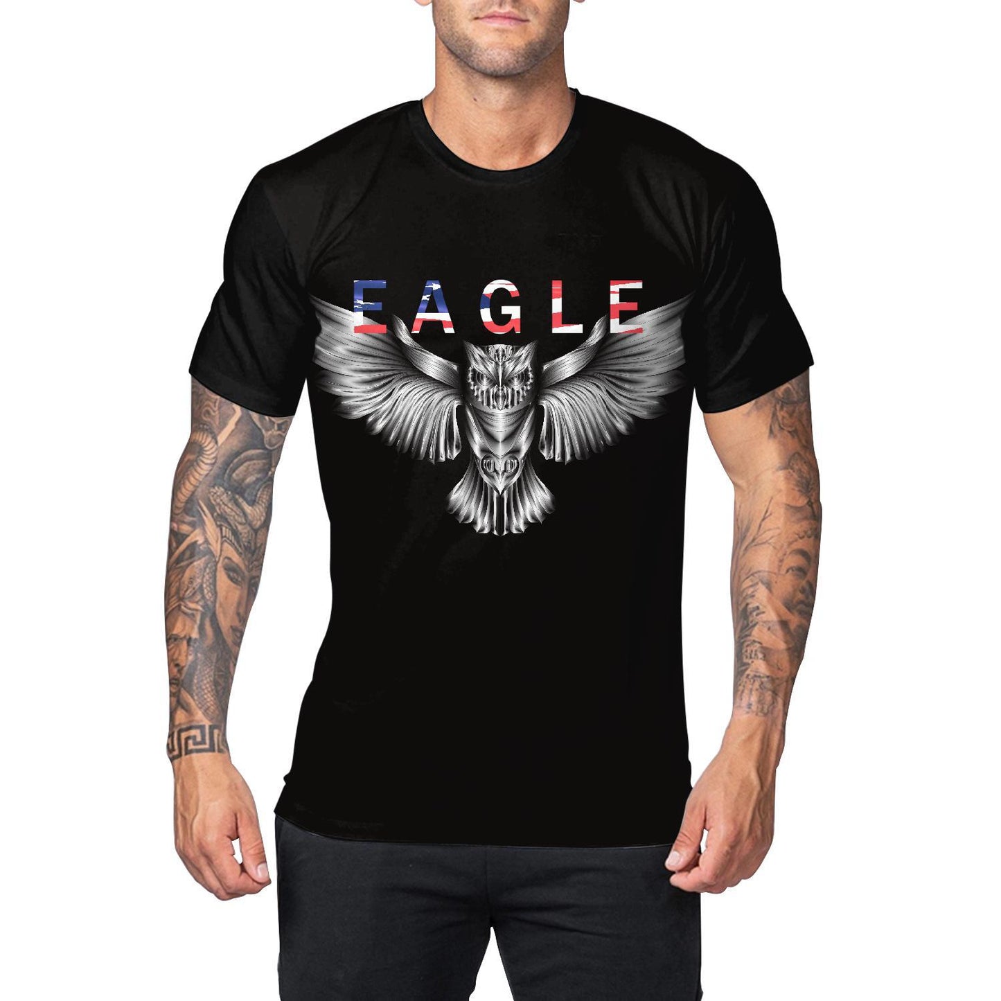 Skull Vibes: Men's Casual Round Neck Digital Print Short Sleeve Tee