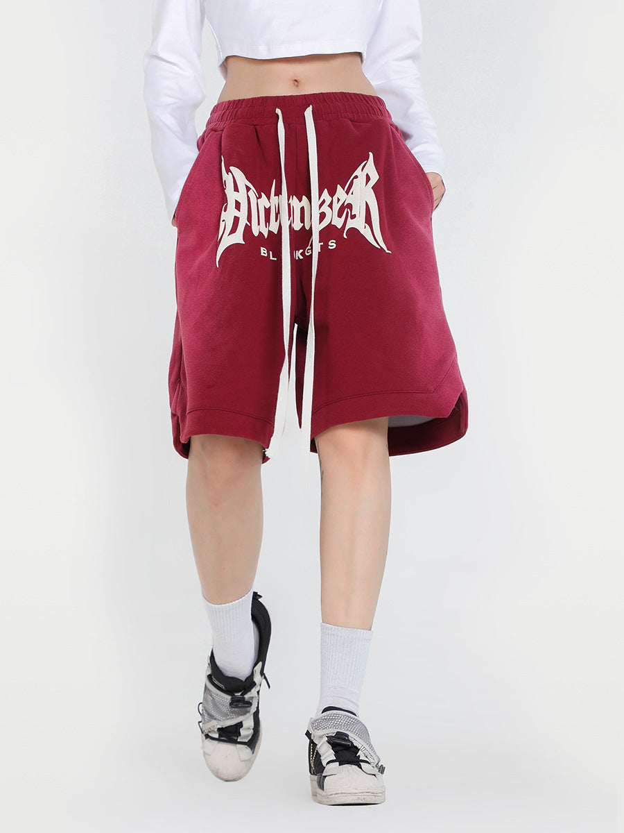 Men's Gothic Letter Drawstring Basketball Sports Shorts