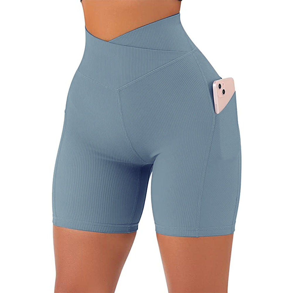 Cross High-Waist Workout Shorts -Elevate Your Fitness Fashion