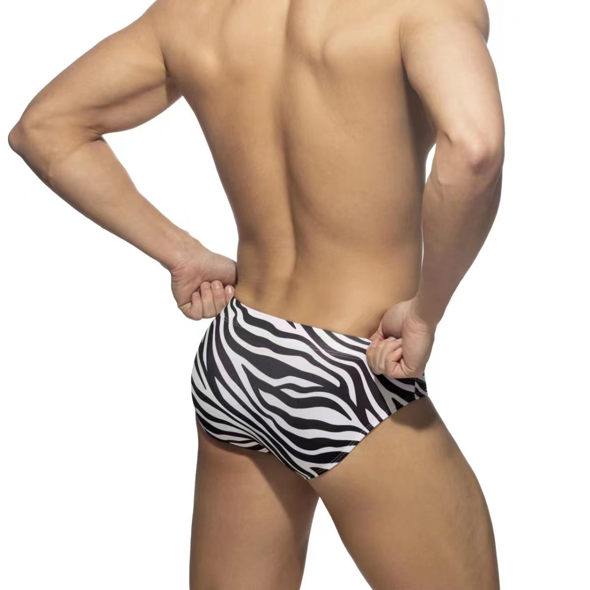 Men's Zebra Pattern Flower Boxer Trunks for a Playful Twist