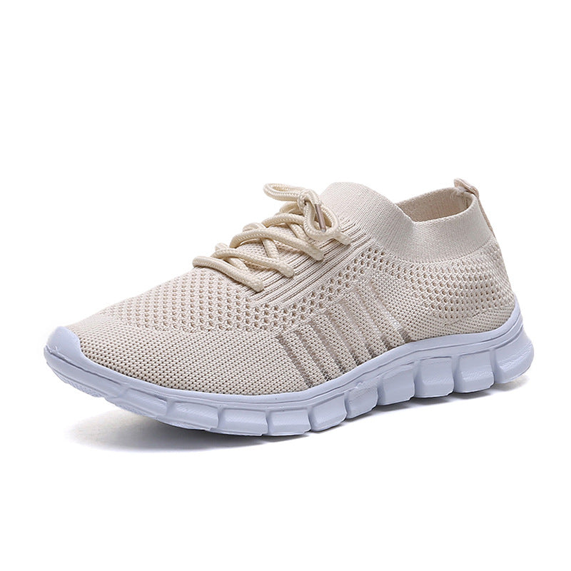 Breathable Women's Flying Knit Sports Shoes-Comfortable Flats