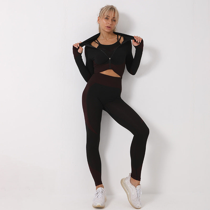 Women's Gym Clothing with Leggings, Crop Top and Sports Bra