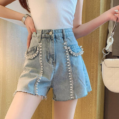 High Waist Hot Pants with Stylish Embellishments