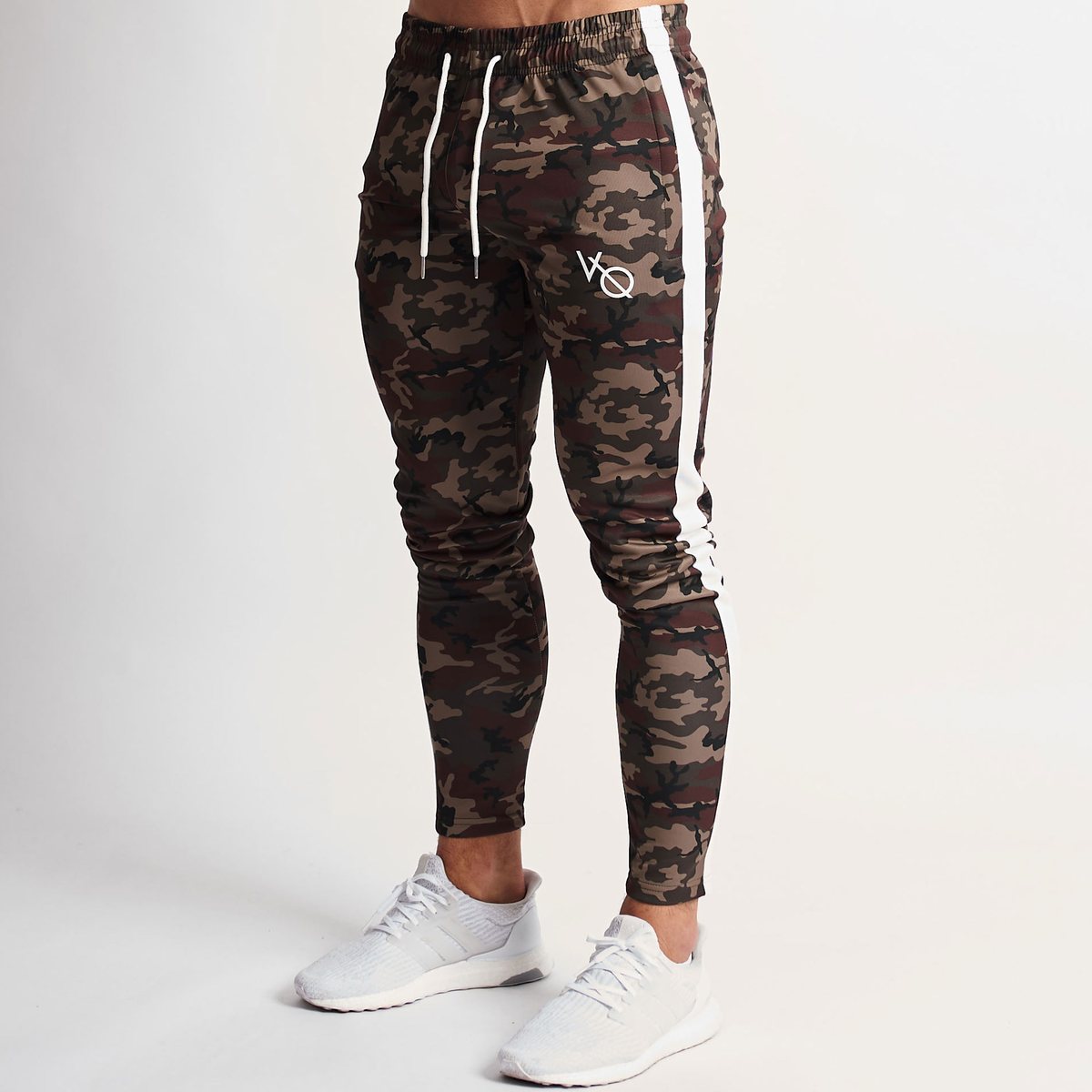 Camouflage Workout Training Pants with Stretch Side Stripe