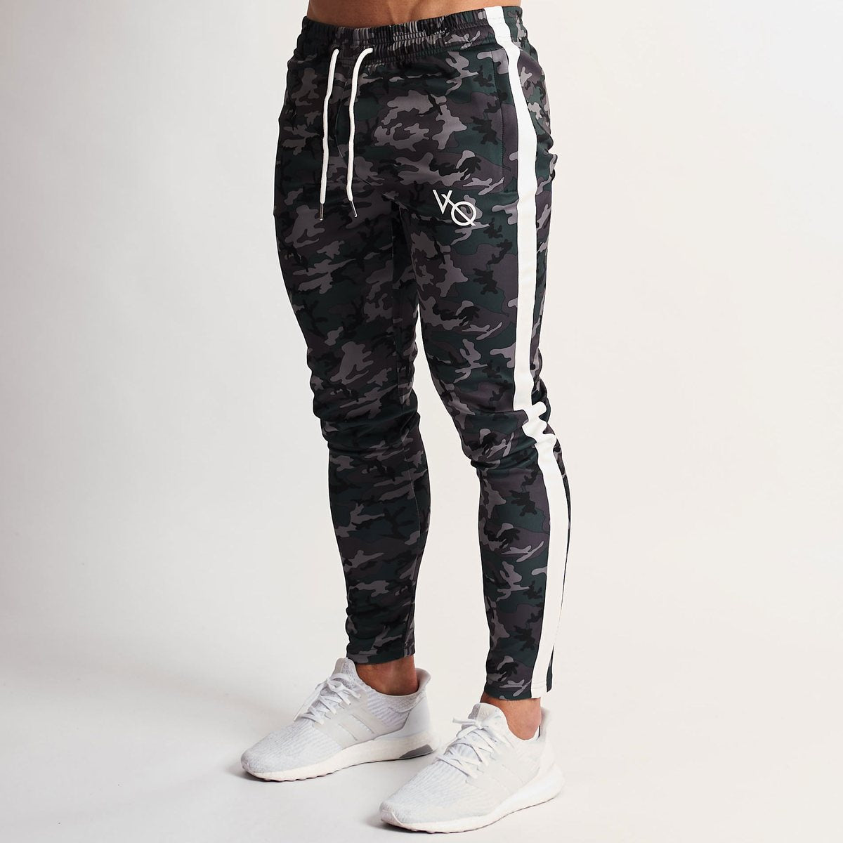 Camouflage Workout Training Pants with Stretch Side Stripe