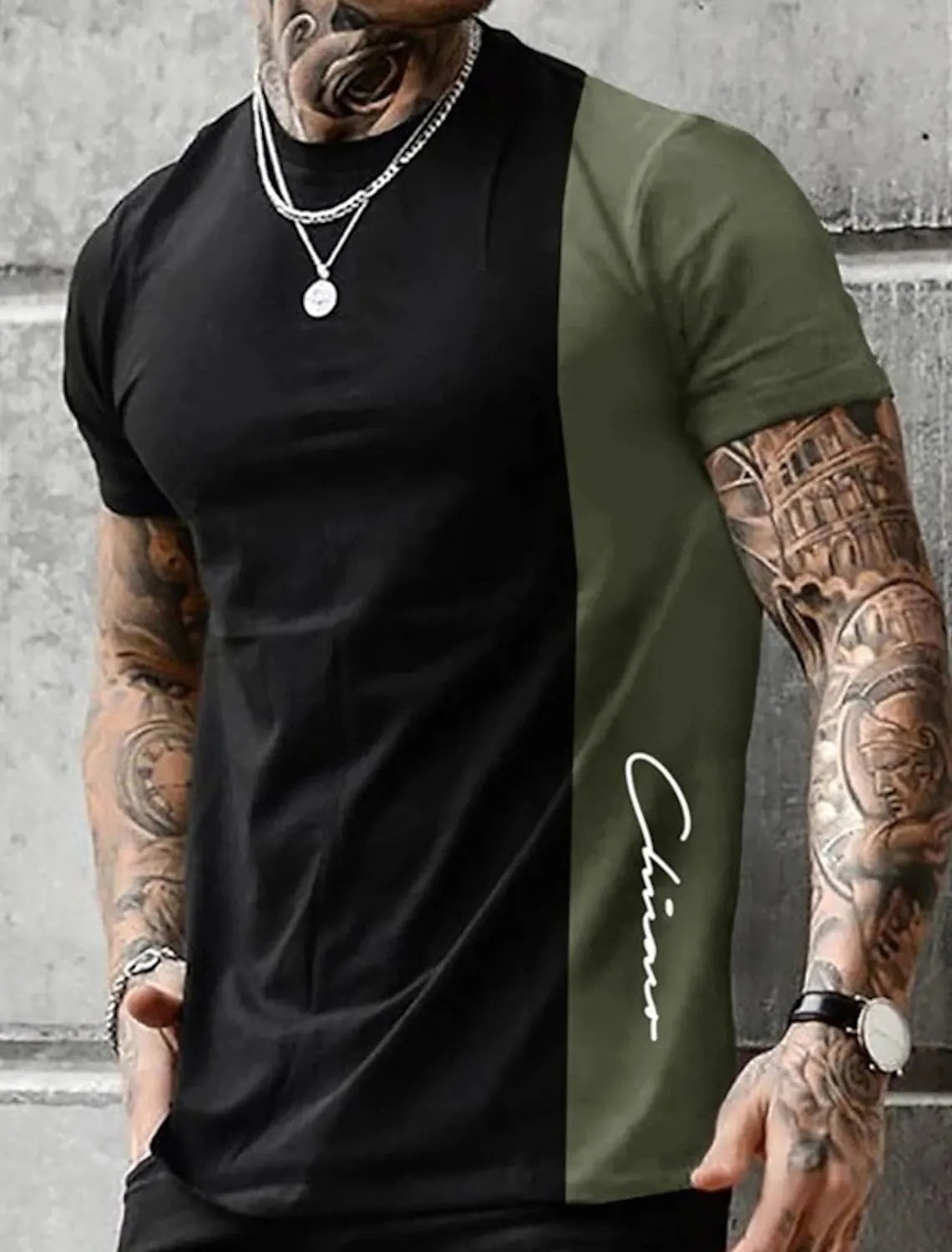 Short Sleeve Crew Neck Casual T-shirt for Men's Fashion Tops