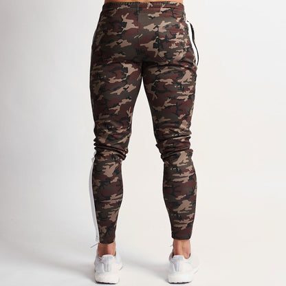 Camouflage Workout Training Pants with Stretch Side Stripe