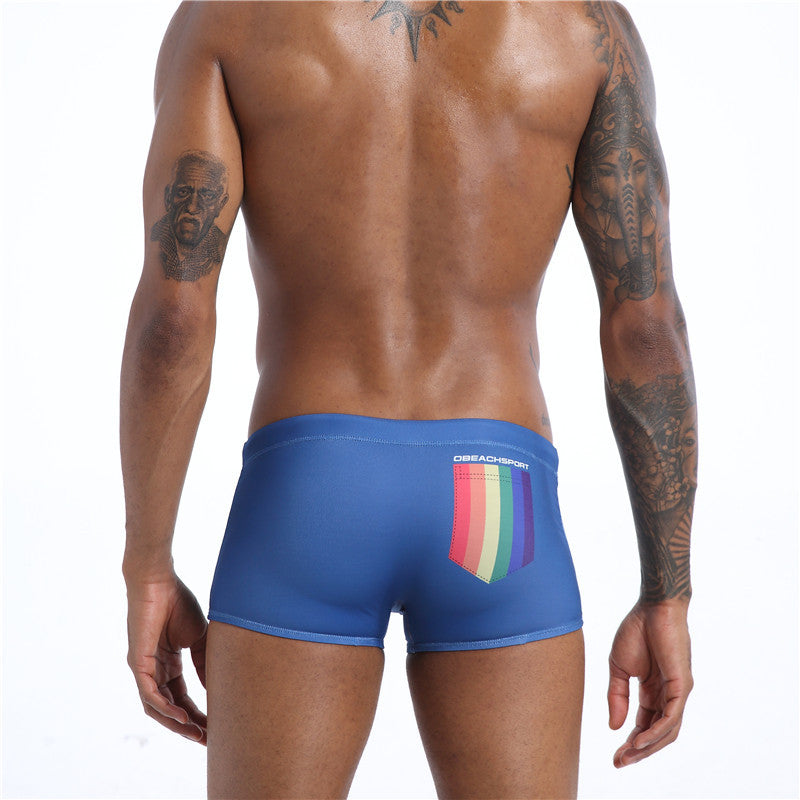 Men's Low Waist Boxer with Removable Cup Swimming Trunks