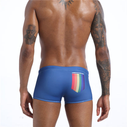 Men's Low Waist Boxer with Removable Cup Swimming Trunks