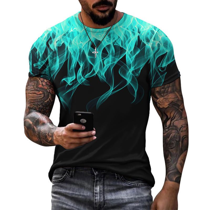 Multicolor Flame Gradient Men's Running T-Shirt