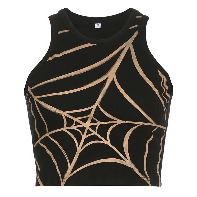 เสื้อกั๊กพิมพ์ลาย Spider Web แบบอเมริกันส่วนบุคคลหญิง