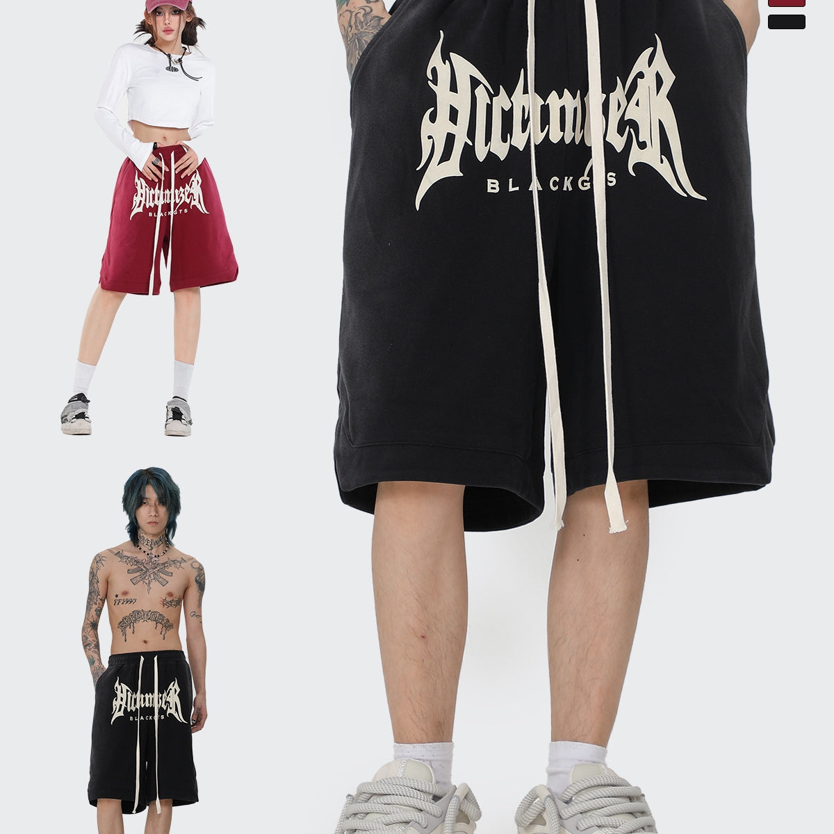 Men's Gothic Letter Drawstring Basketball Sports Shorts