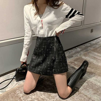 Irregular High Waist Woolen Skirt for a Timeless Style Statement