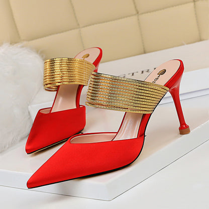 Stylish Stiletto Heel Half Slippers for Women-Elevate Your Elegance