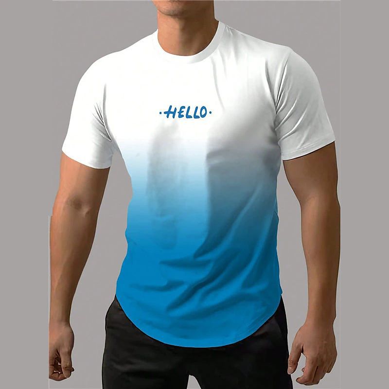 Men's Short-sleeved Sports T-shirt with Dynamic 3D Printing