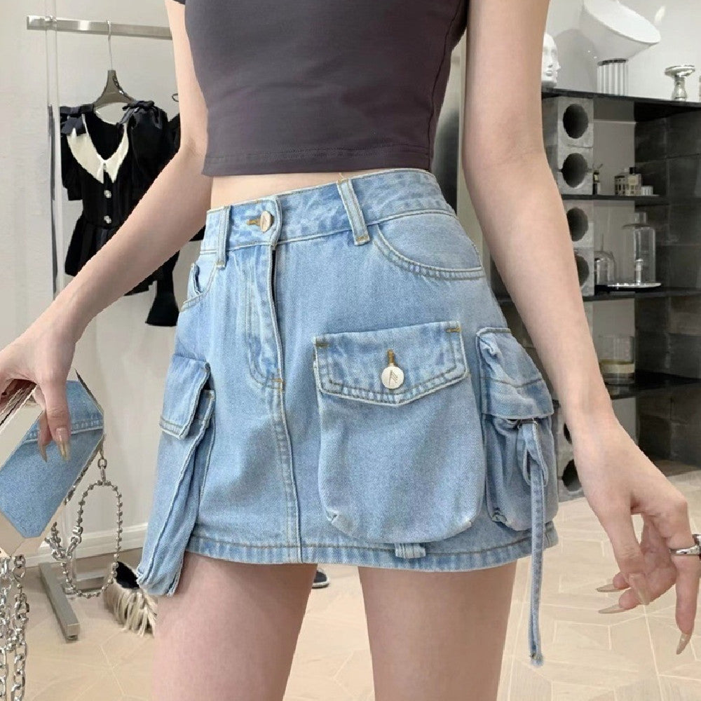 Women's Pocket Denim Skirt for Everyday Style