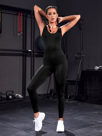 Cross Backless Sports Jumpsuit-Stylish and Functional Workout Clothes