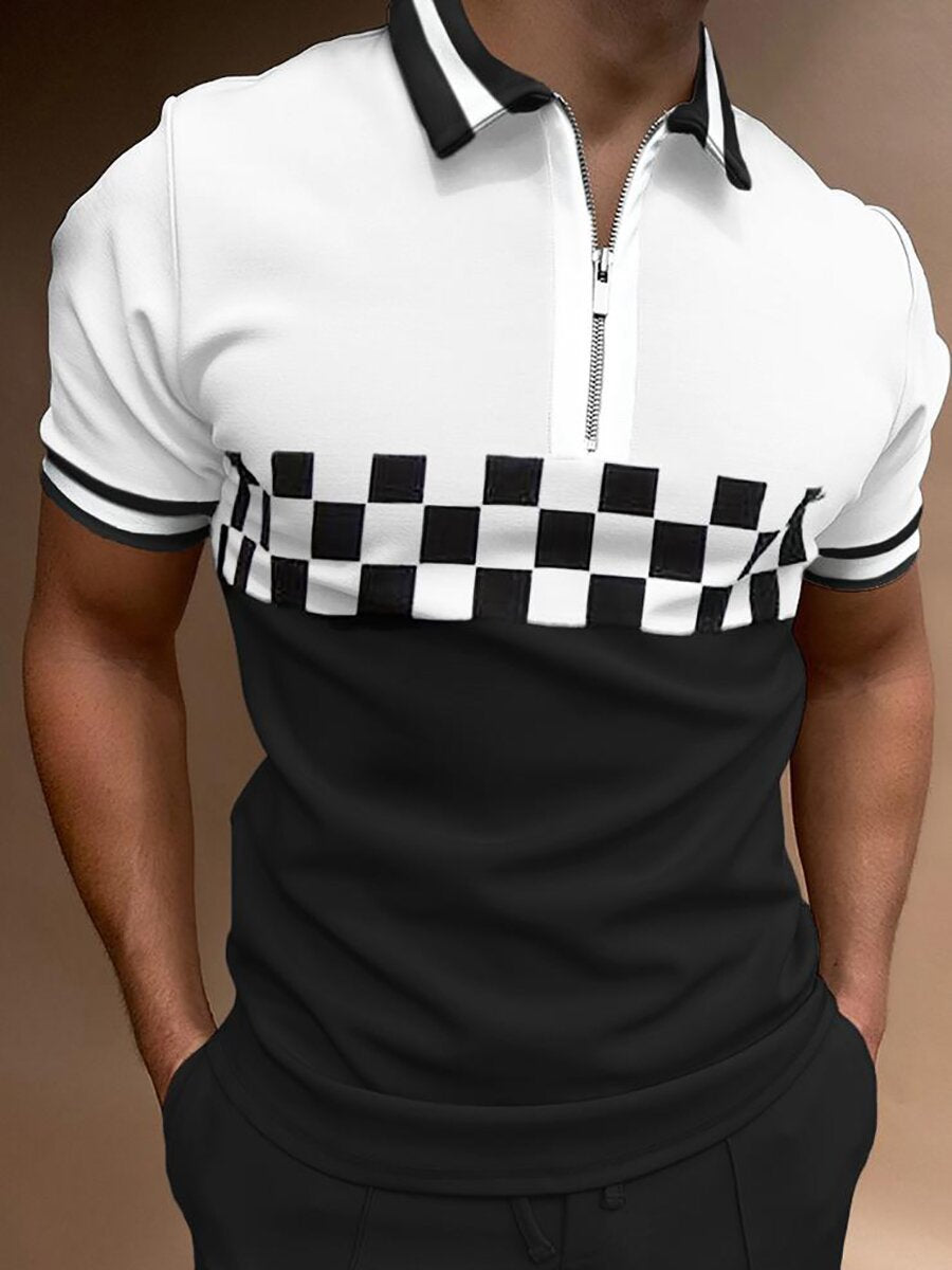 Men's Lapel Zippered Short Sleeve for a Stylish Casual Look