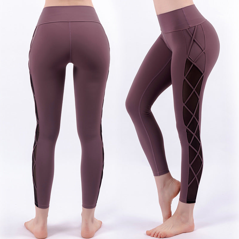 High-Waisted Nude Hip-lifting Tights for Fashionable Fitness