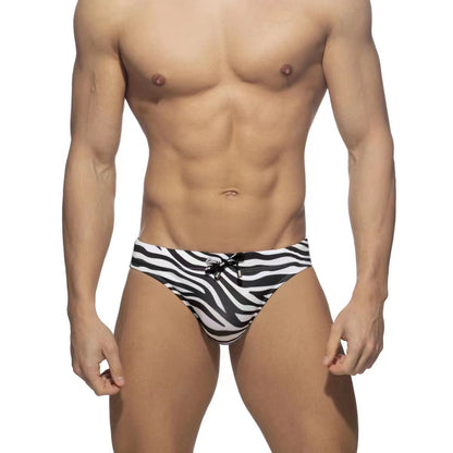 Men's Zebra Pattern Flower Boxer Trunks for a Playful Twist