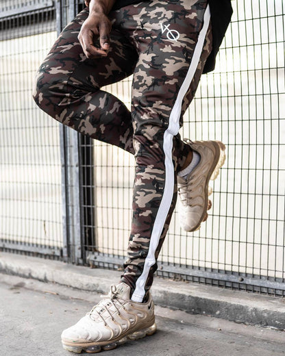 Camouflage Workout Training Pants with Stretch Side Stripe