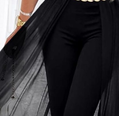 Chic Black Mesh V-neck Patchwork Jumpsuit-Stylish and Trendy Attire