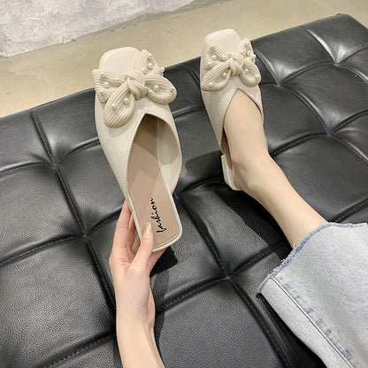 Fashionable Half Slippers with Middle-Heeled Design