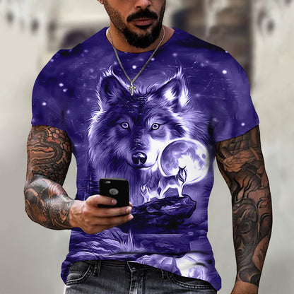 Men's Wolf Head 3D Printed T-shirt for a Bold Statement