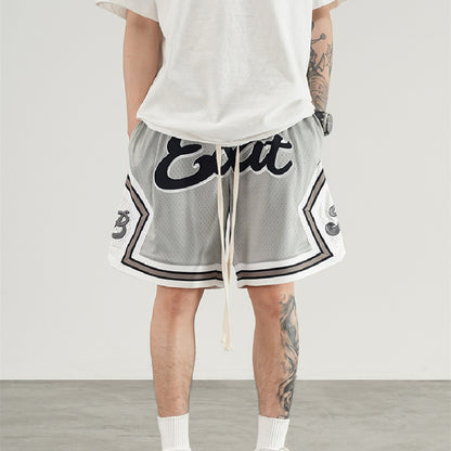 Embroidered Mesh Basketball Shorts for an Urban Athletic Look