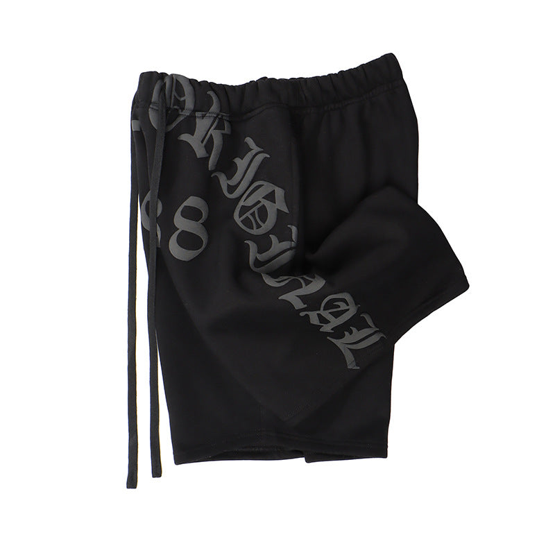 Men's Casual Foam Letter Sweatpants Shorts for Comfortable Loungewear