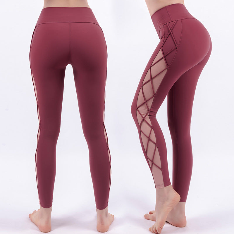 High-Waisted Nude Hip-lifting Tights for Fashionable Fitness