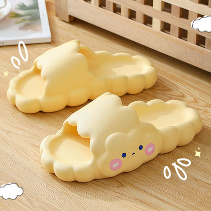 Whimsical Cartoon Thick-Bottom Cloud Slippers for Cozy Indoor Comfort