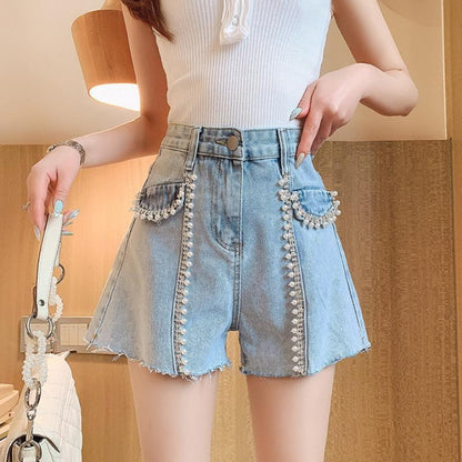 High Waist Hot Pants with Stylish Embellishments