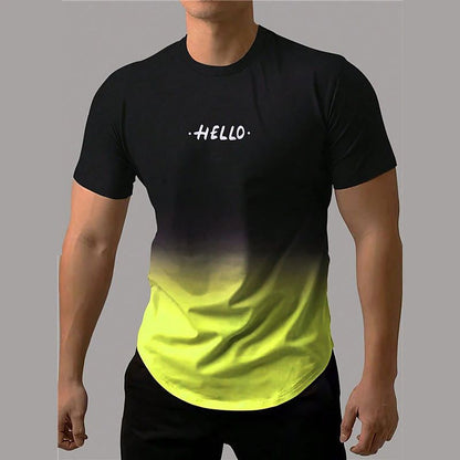 Men's Short-sleeved Sports T-shirt with Dynamic 3D Printing