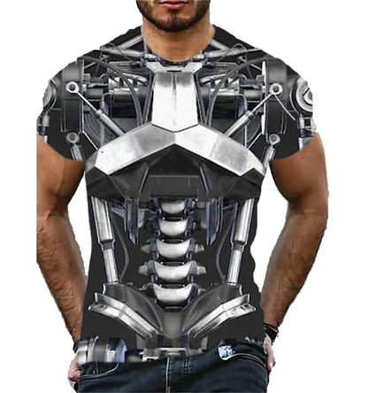 Men's Armor Pattern 3d Digital Printing Short-sleeved T-shirt