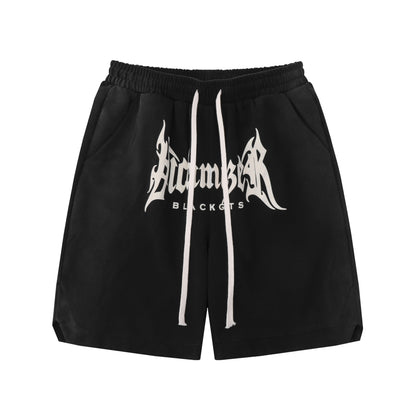 Men's Gothic Letter Drawstring Basketball Sports Shorts