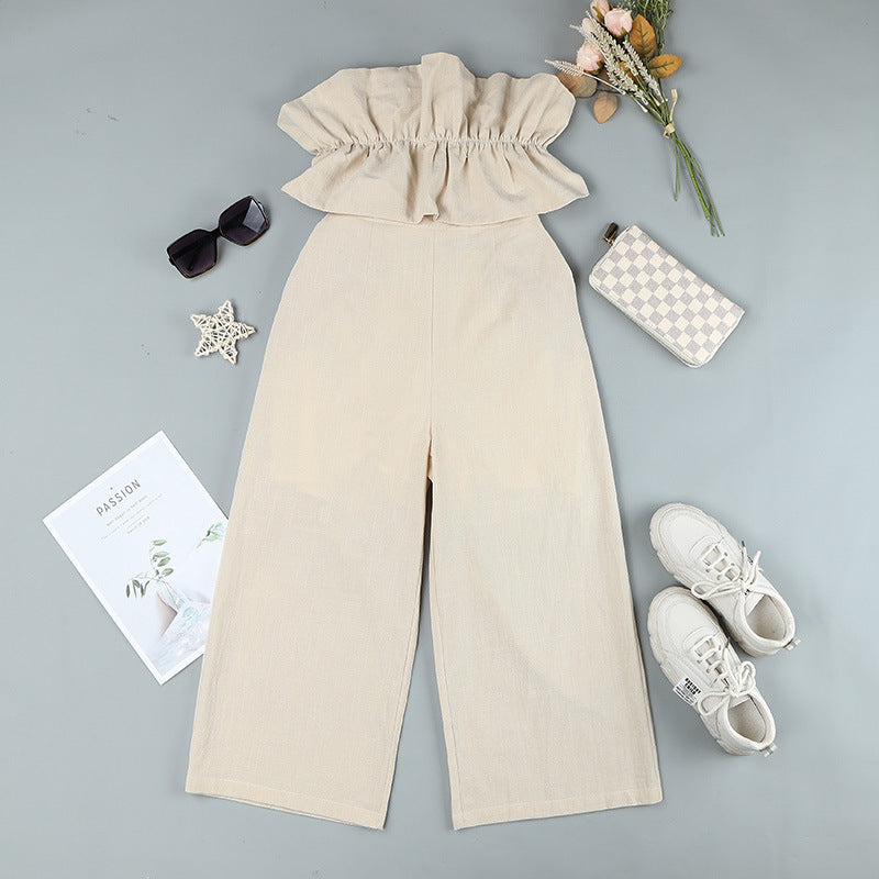 Elegant Sleeveless Pleated Jumpsuit with Ankle-length Pants