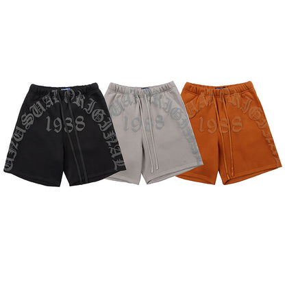 Men's Casual Foam Letter Sweatpants Shorts for Comfortable Loungewear