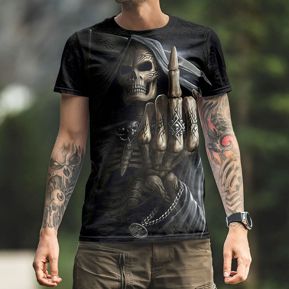 เสื้อยืดผู้ชาย Creative Skull 3D การพิมพ์ดิจิตอล