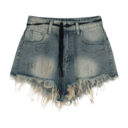 High Waist Denim Shorts for Women with a Raw Edge